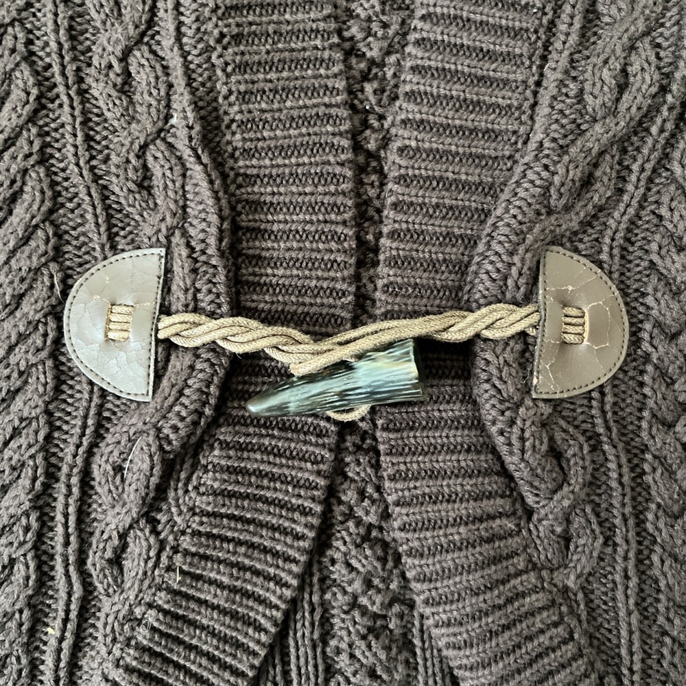 Chaps Cable Knit Cardigan Sweater Vest Brown Womens M Toggle Clasp - Picture 4 of 7